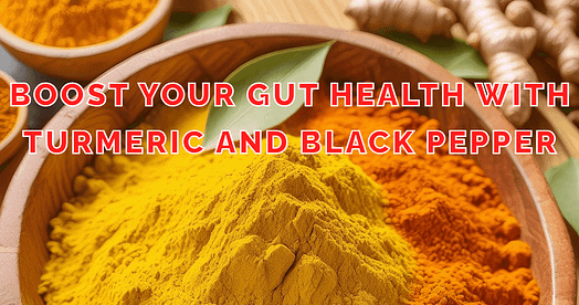"Experience improved digestion with the powerful combination of turmeric and black pepper. This duo is known for its gut health benefits and is a top choice for digestive aid supplements. Shop now and take your gut health to the next level!